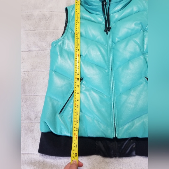 Blink faux leather vest, blue and black, medium - Picture 4 of 9